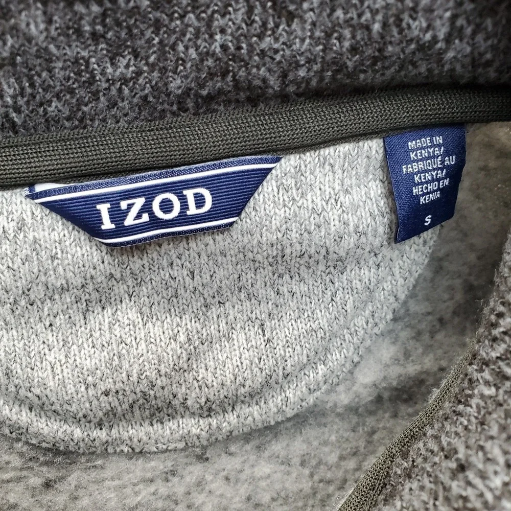 IZOD Golf Eco Thermal Soft Knit Fleece Sweater Mens S Gray Quarter Zip Pullover